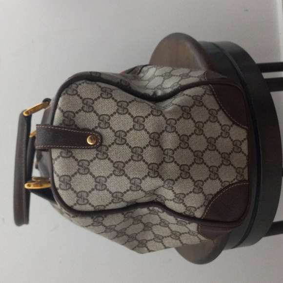 Authentic Vintage Gucci GG Monogram Supreme Sherry Web Ophidia Large Boston Bag - Picture 6 of 10